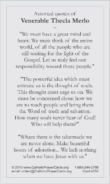 Venerable Thecla Merlo Prayer Card